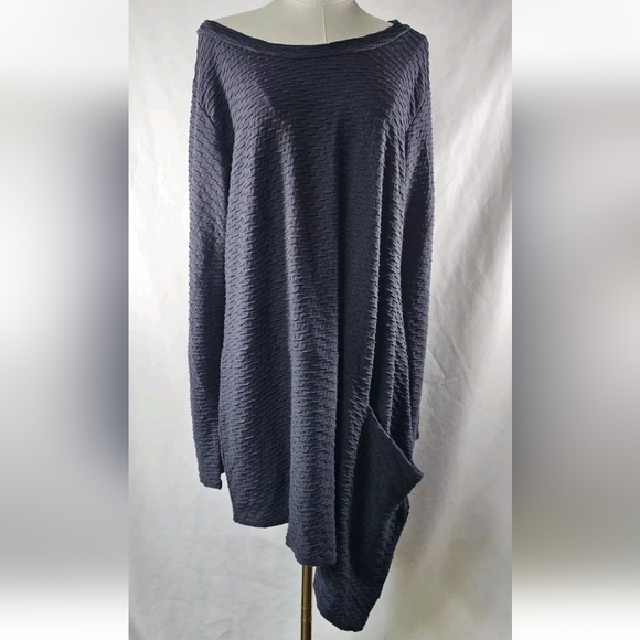 Lisa Bayne Dress XXL Gray Lagenlook Knit Asymmetrical Artful Home Art to Wear - Picture 1 of 9